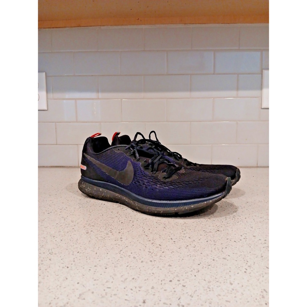 Nike Air Zoom Pegasus 34 Shield Shoes Mens Size 13 Blue w/ Orange Sneakers
